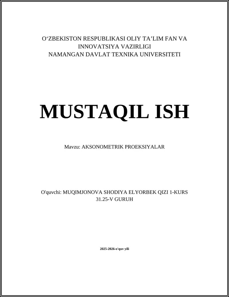 AKSONOMETRIK PROEKSIYALAR