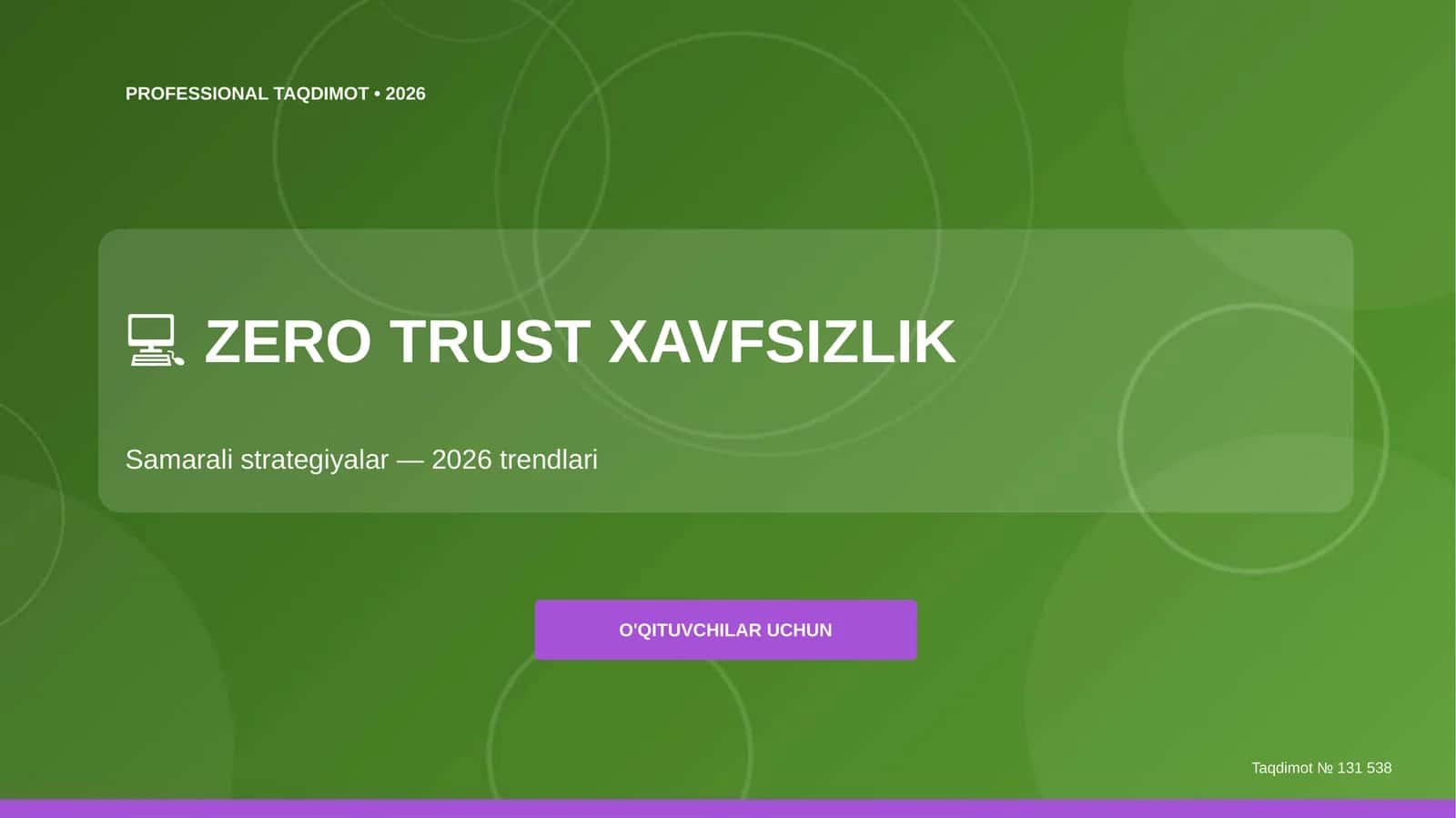 Zero Trust xavfsizlik: samarali strategiyalar (2026 trendlari) [o'qituvchilar uchun]