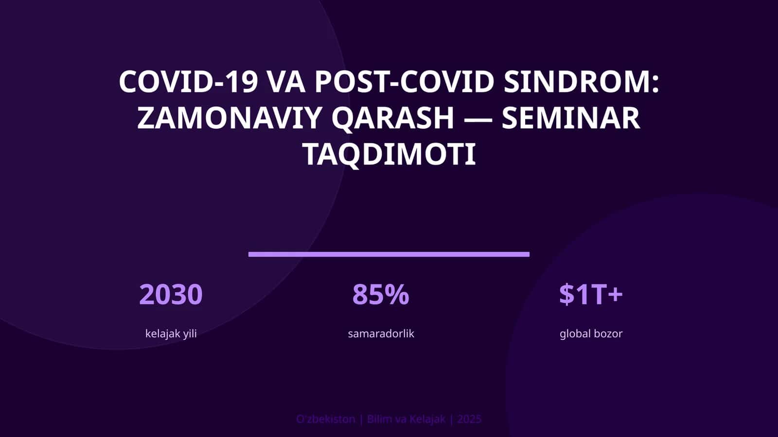 COVID-19 va post-COVID sindrom: zamonaviy qarash — seminar taqdimoti