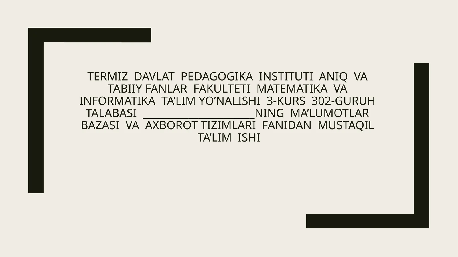 MySQLdan foydalanish. MySQL – so‘rovlar yaratish, MySQL server va undan foydalanish