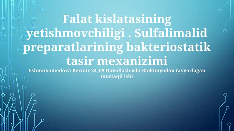 Folat yetishmovchiligi va sulfanilamidlar