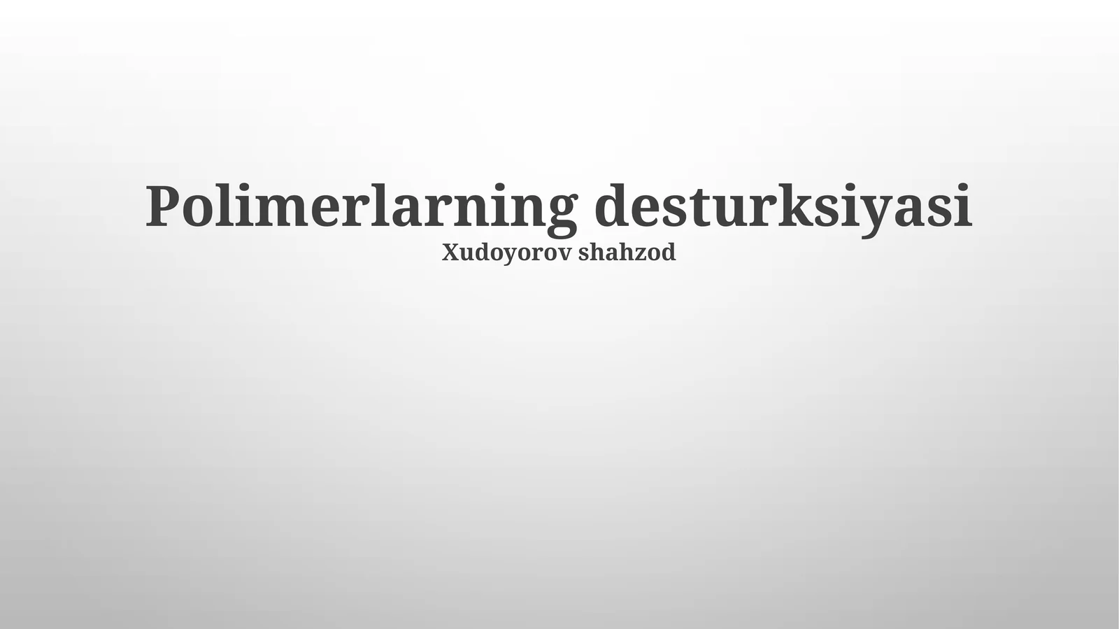 Polimerlarning Degradasiya Turlari
