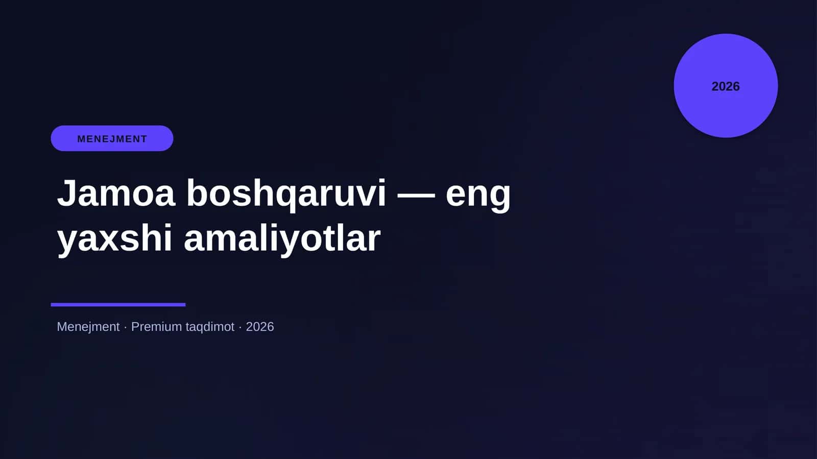 Jamoa boshqaruvi — eng yaxshi amaliyotlar