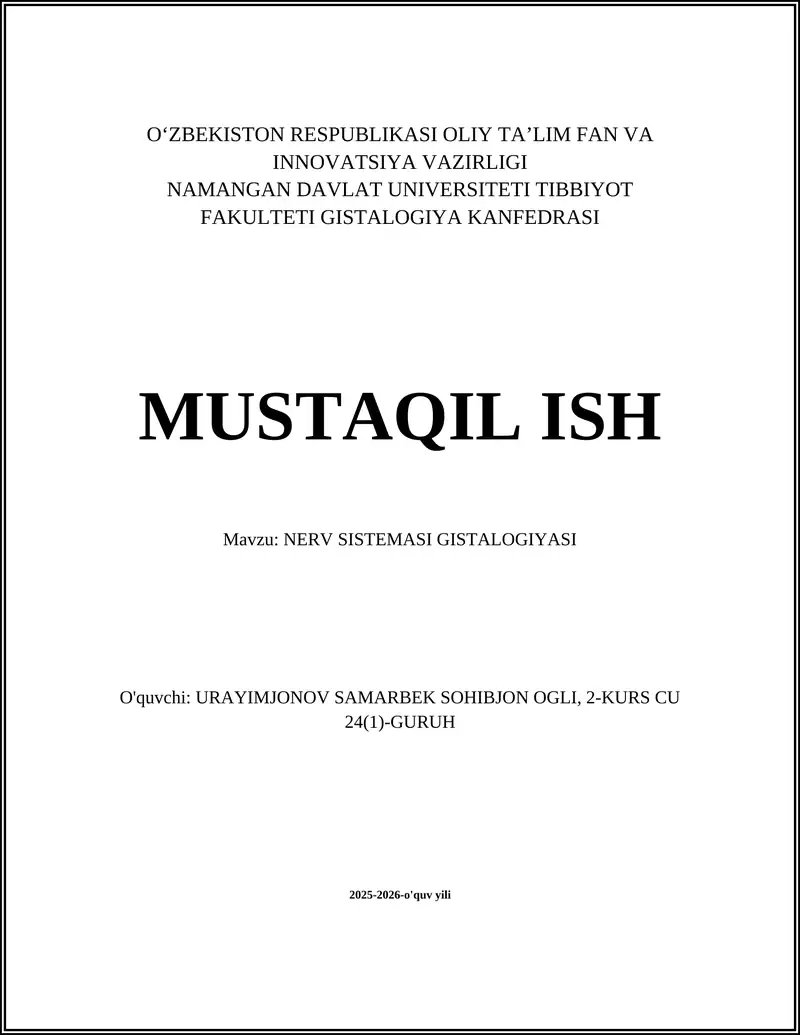 NERV SISTEMASI GISTALOGIYASI