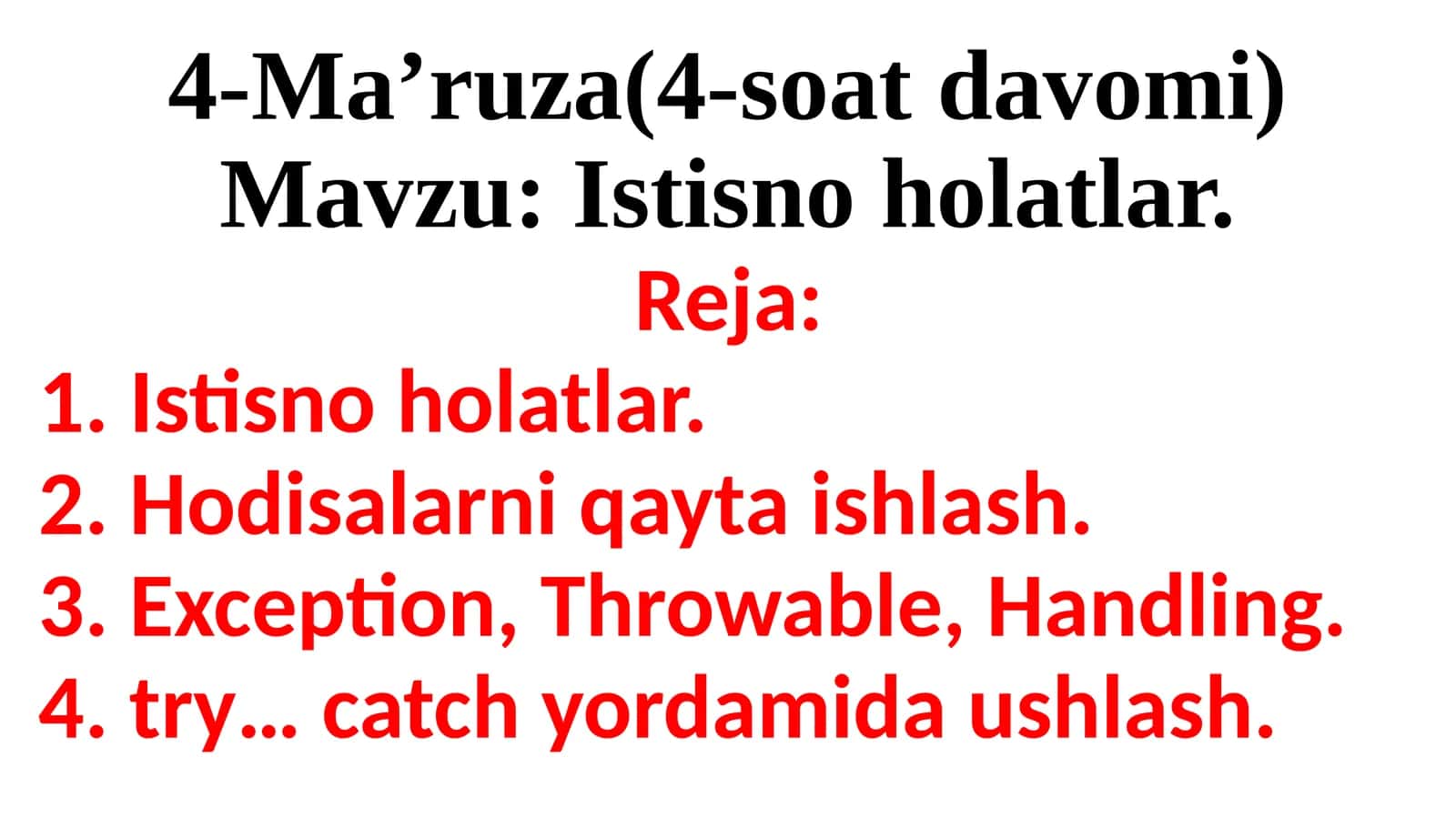 C# Istisno holatlar