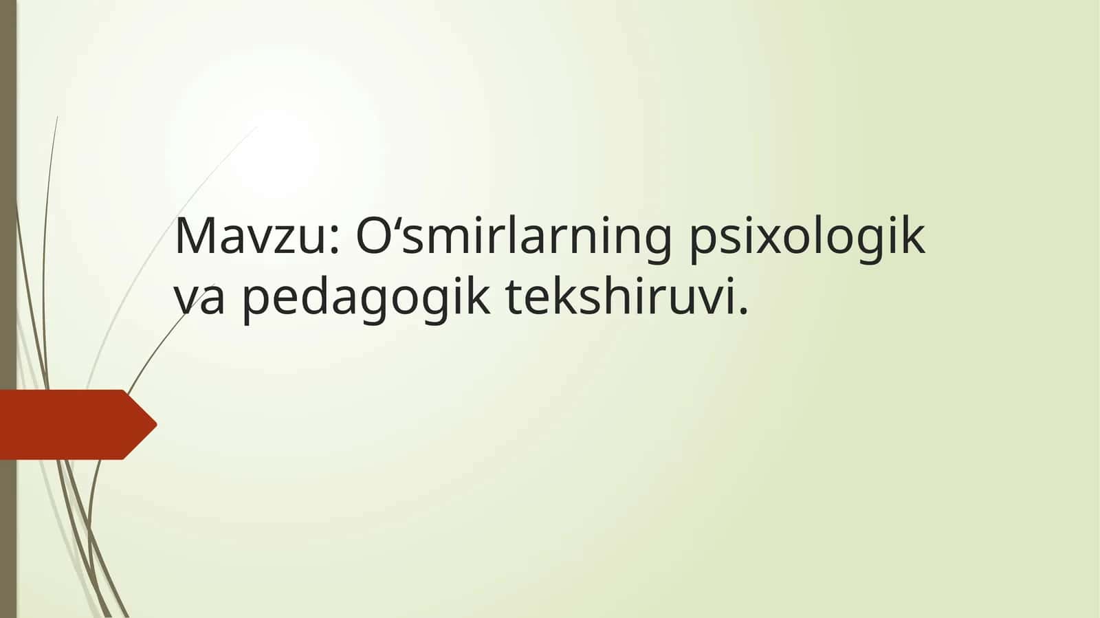 O‘smirlarning psixologik va pedagogik tekshiruvi