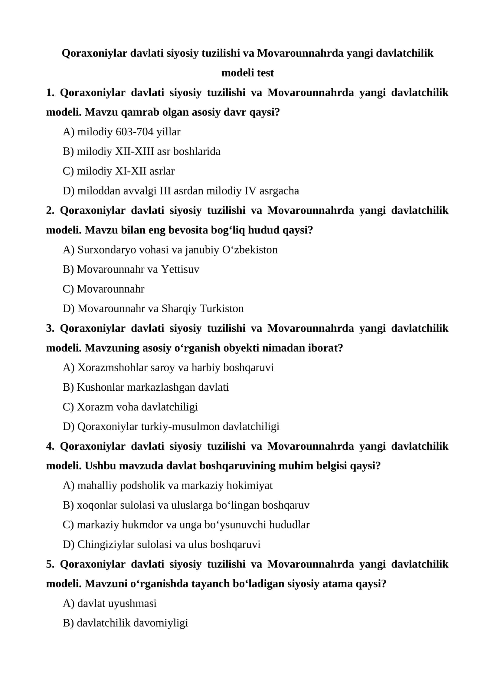 Qoraxoniylar davlati siyosiy tuzilishi va Movarounnahrda yangi davlatchilik modeli