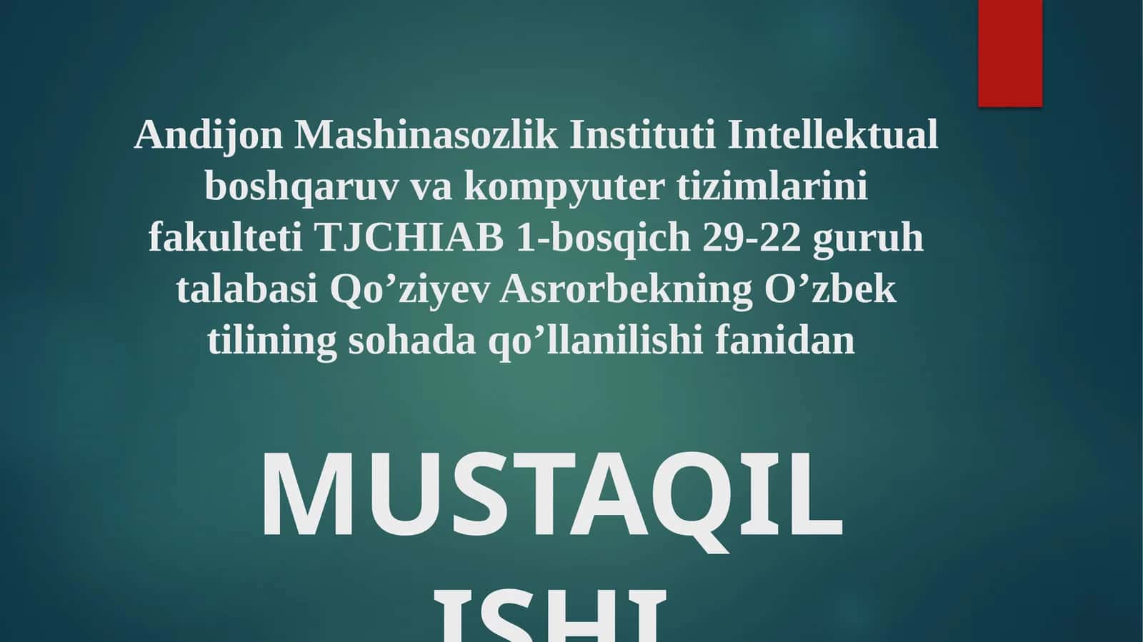 O'zbek tili davlat tili sifatida
