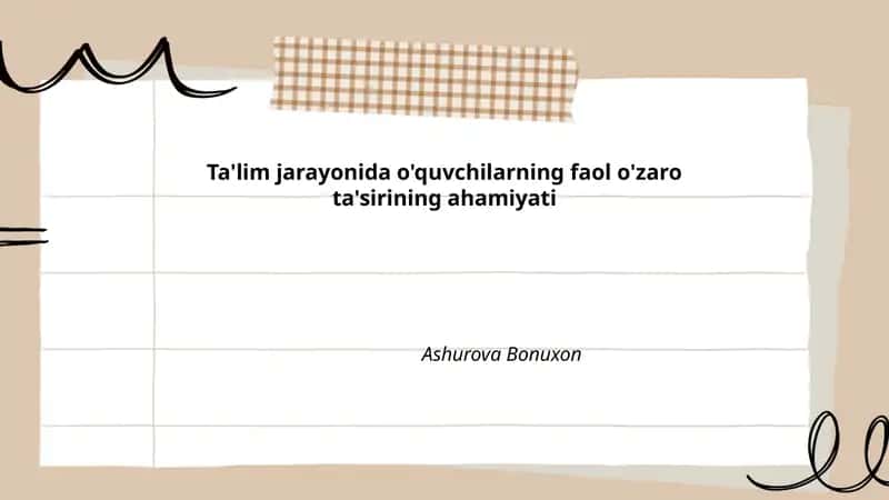 Faol o'zaro ta'sirning ahamiyati