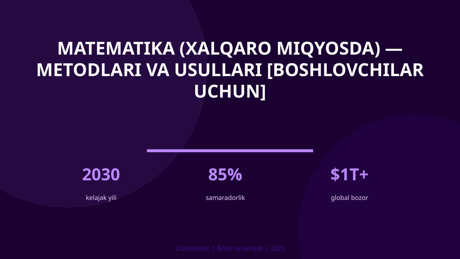 Matematika (XALQARO MIQYOSDA) — METODLARI VA USULLARI [BOSHLOVCHILAR UCHUN]
