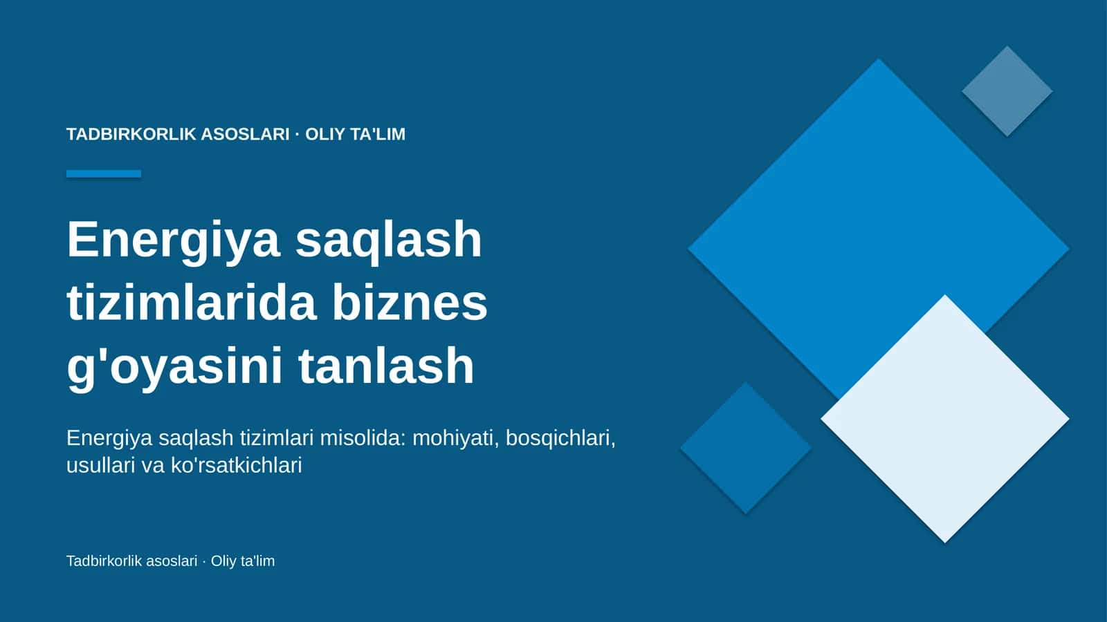 energiya saqlash tizimlarida biznes g'oyasini tanlash 9145