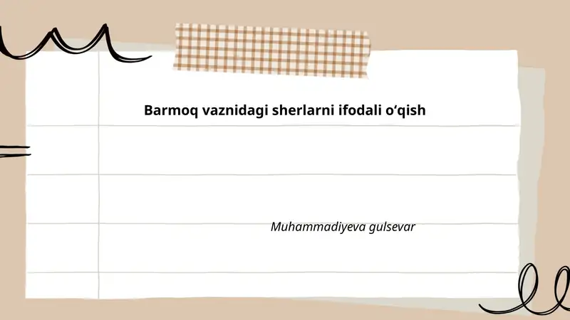 Barmoq vaznidagi sherlarni ifodali oʻqish