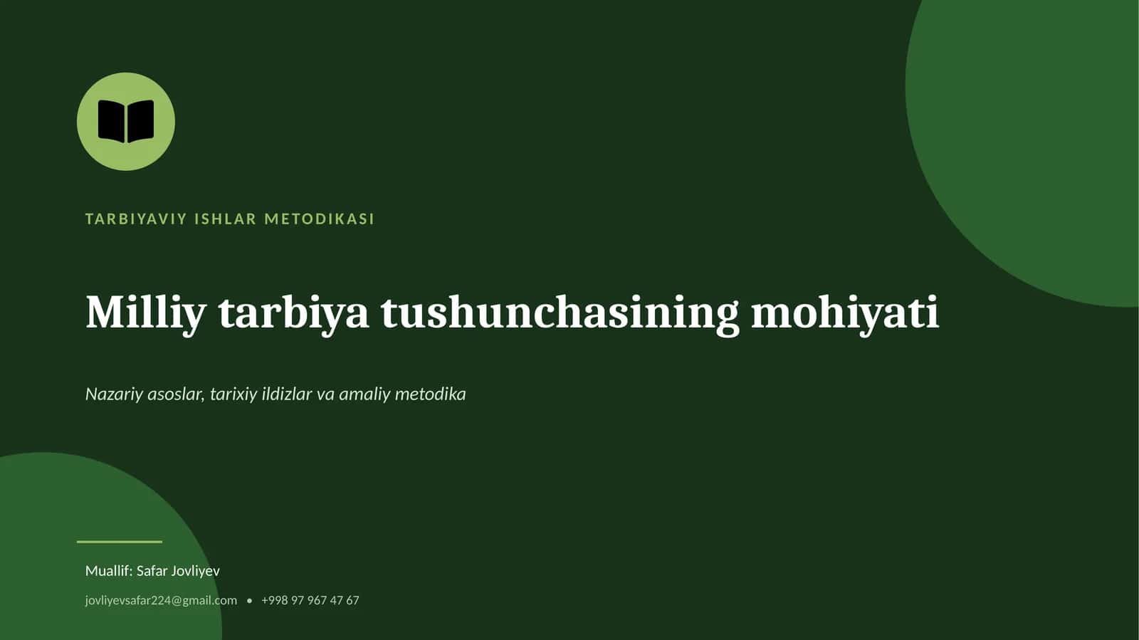 TARBIYAVIY ISHLAR METODIKASI
