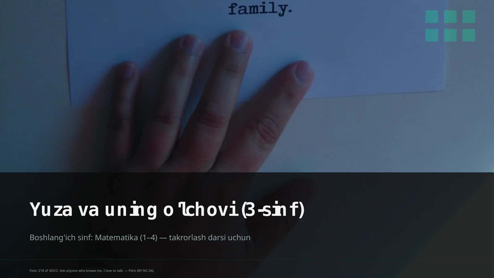 Yuza va uning o'lchovi (3-sinf)
