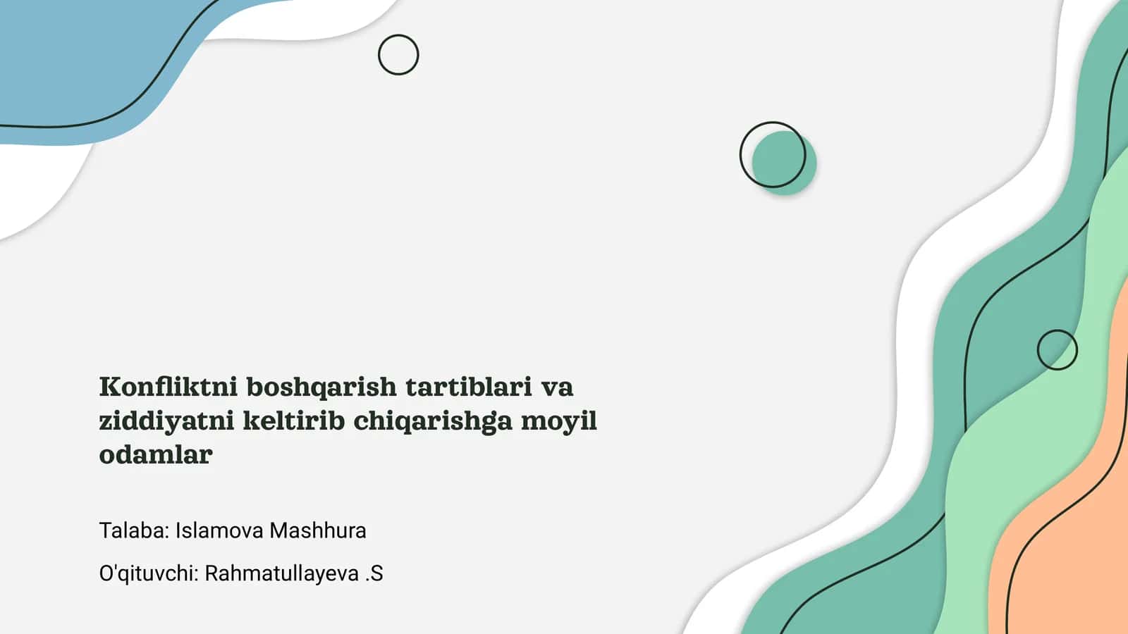 Konfliktni boshqarish tartiblari va ziddiyatni keltirib chiqarishga moyil odamlar