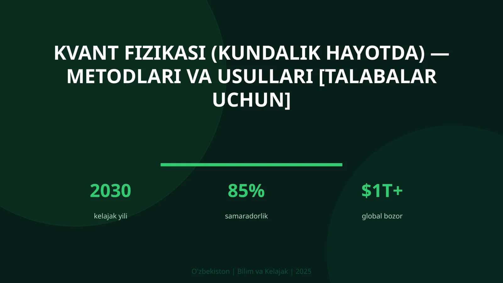 Kvant fizikasi (kundalik hayotda) — metodlari va usullari [talabalar uchun]