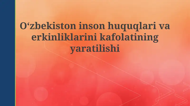 O'zbekistonda inson huquqlari va erkinliklari kafolatlarining yaratilishi