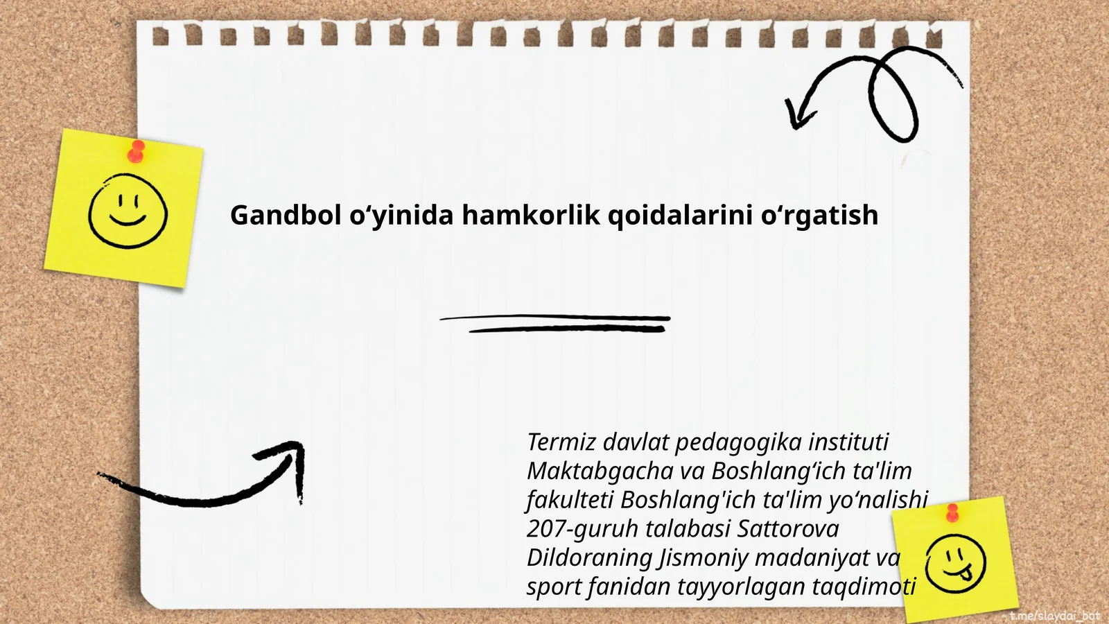 Gandbol oʻyinida hamkorlik qoidalarini oʻrgatish