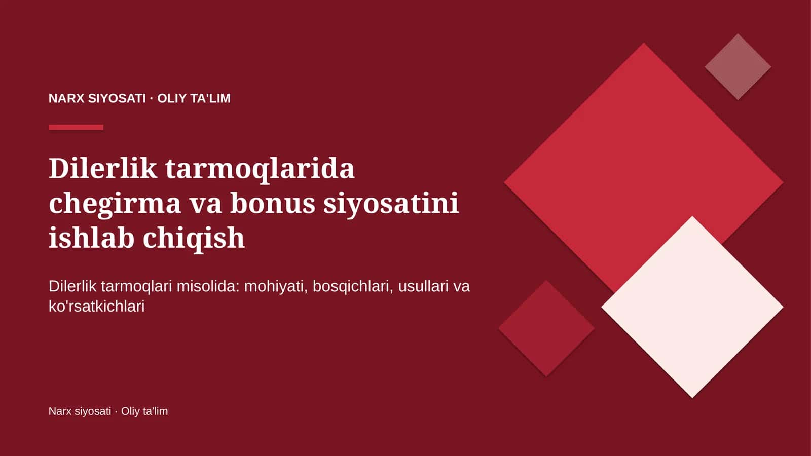 dilerlik tarmoqlarida chegirma va bonus siyosatini ishlab chiqish 4718