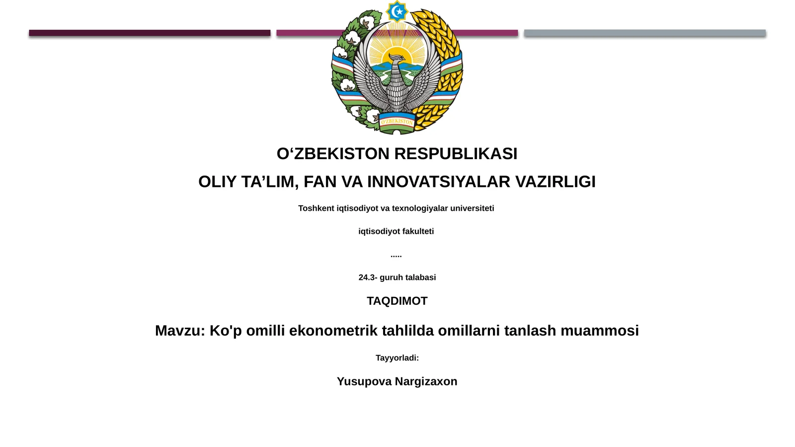 Ko'p omilli ekonometrik tahlilda omillarni tanlash muammosi