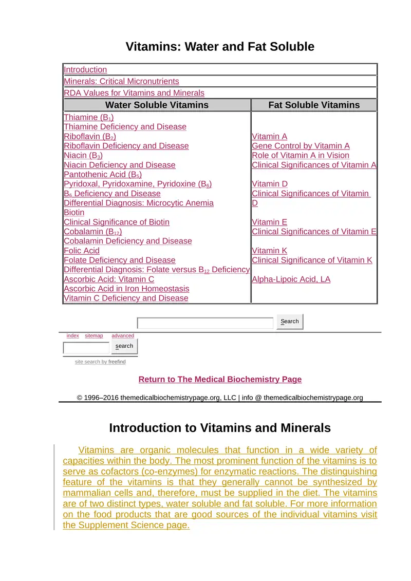 Water Soluble Vitamins