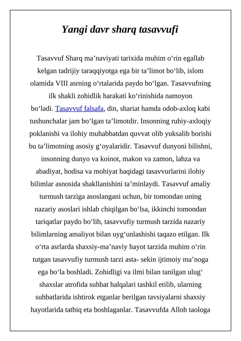 Yangi davr sharq tasavvufi