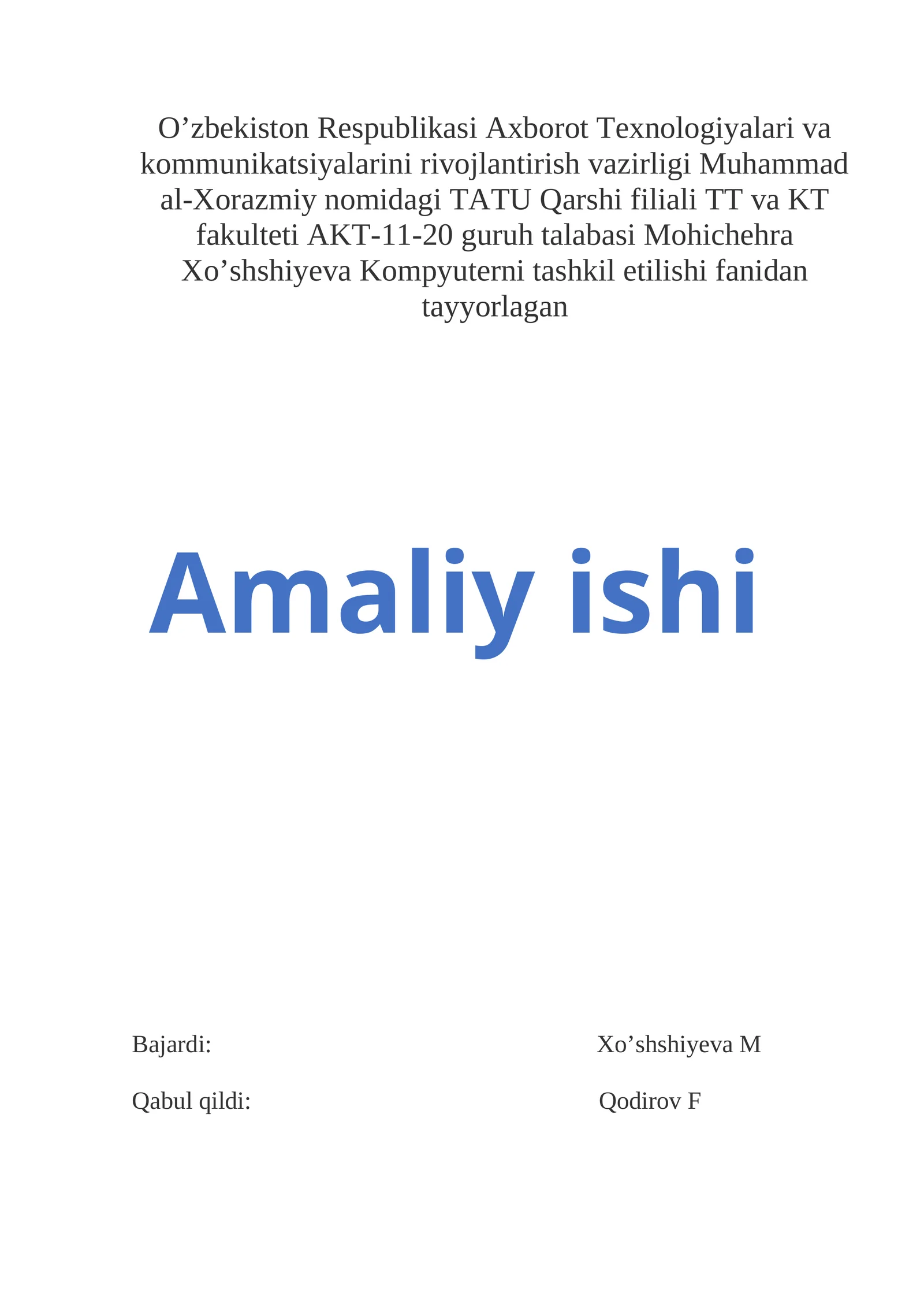 Protsessorlar va ularning ishlash prinsipi. Protsessorlarning asosiy parametrlari