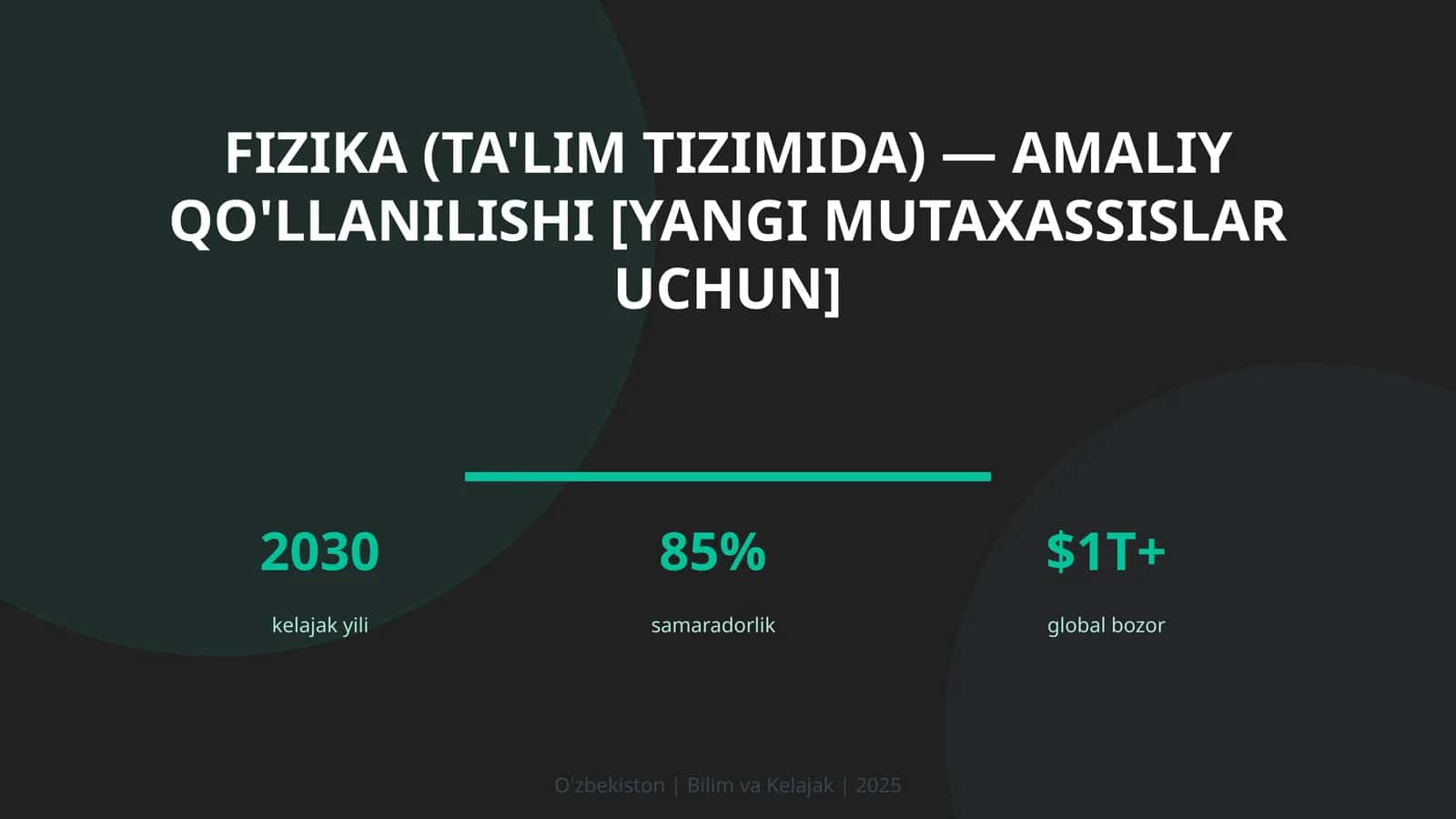Fizika (ta'lim tizimida) — amaliy qo'llanilishi [yangi mutaxassislar uchun]