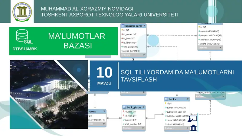 SQL tili yordamida maʼlumotlarni tavsiflash