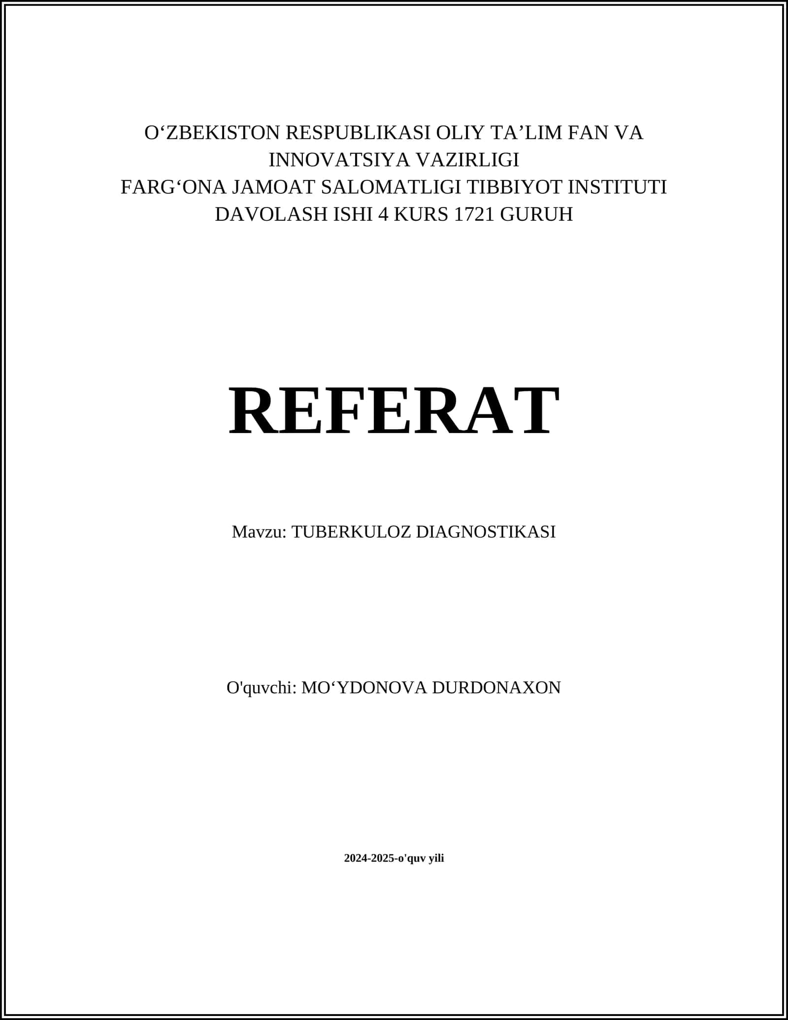 Tuberkuloz Diagnostikasi