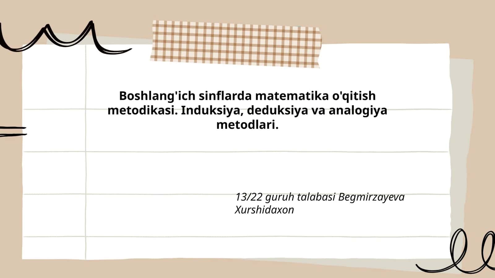Boshlang'ich sinflarda matematika o'qitish metodikasi