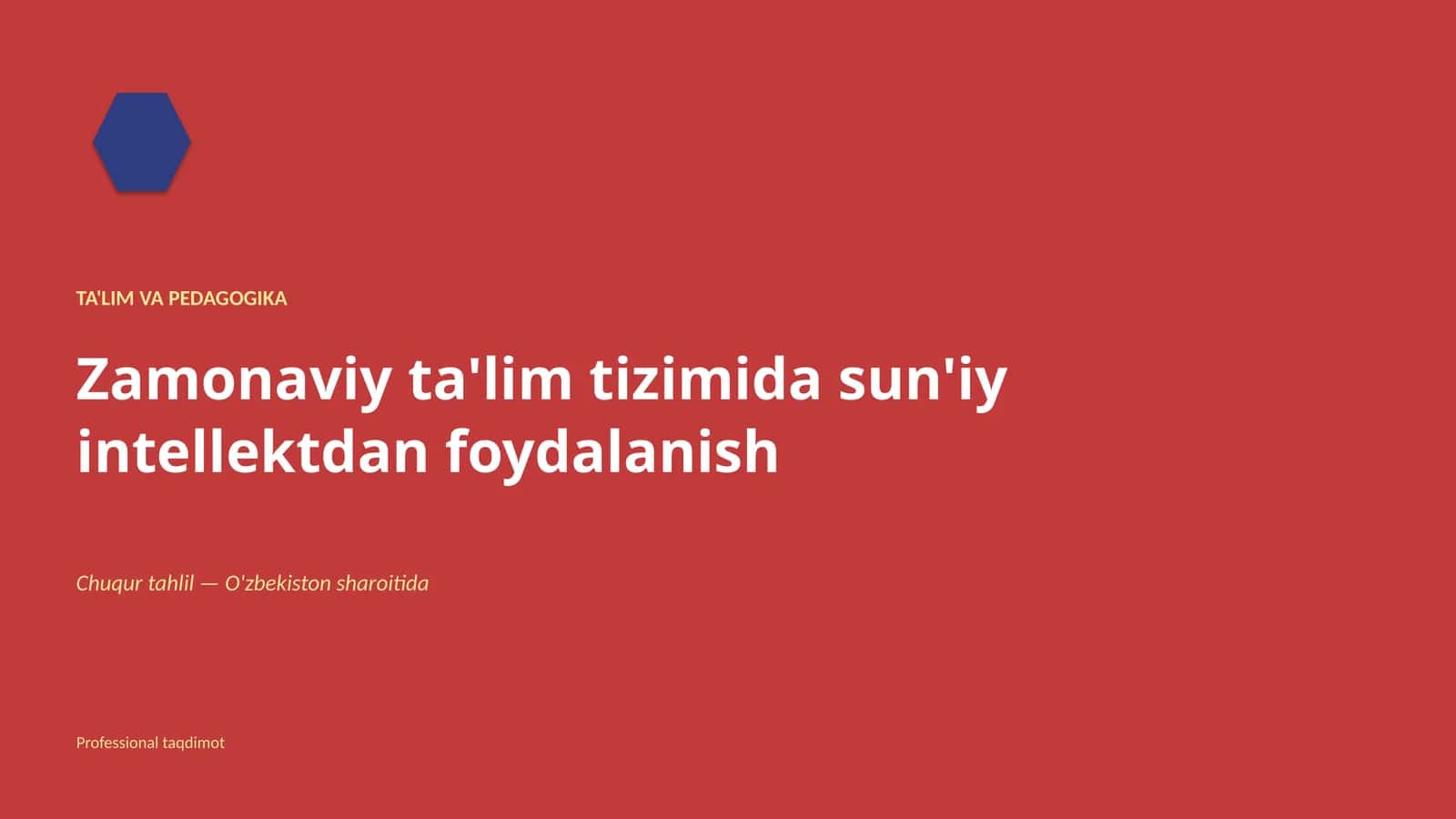 Zamonaviy ta'lim tizimida sun'iy intellektdan foydalanish