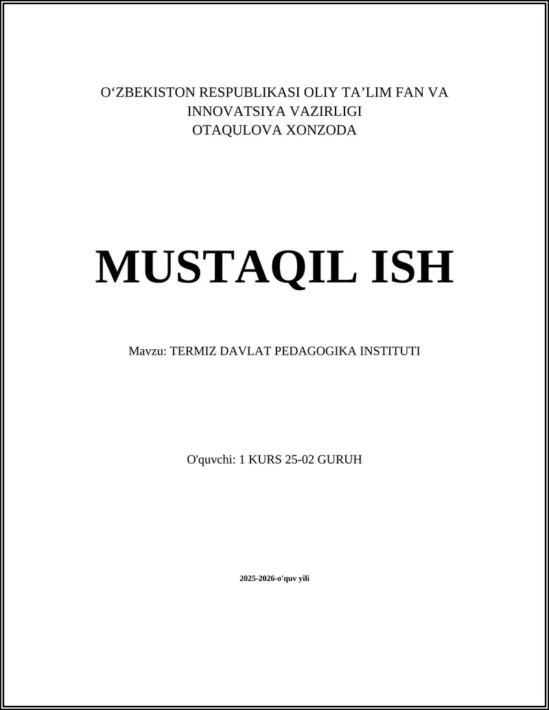 Termiz Davlat Pedagogika Instituti