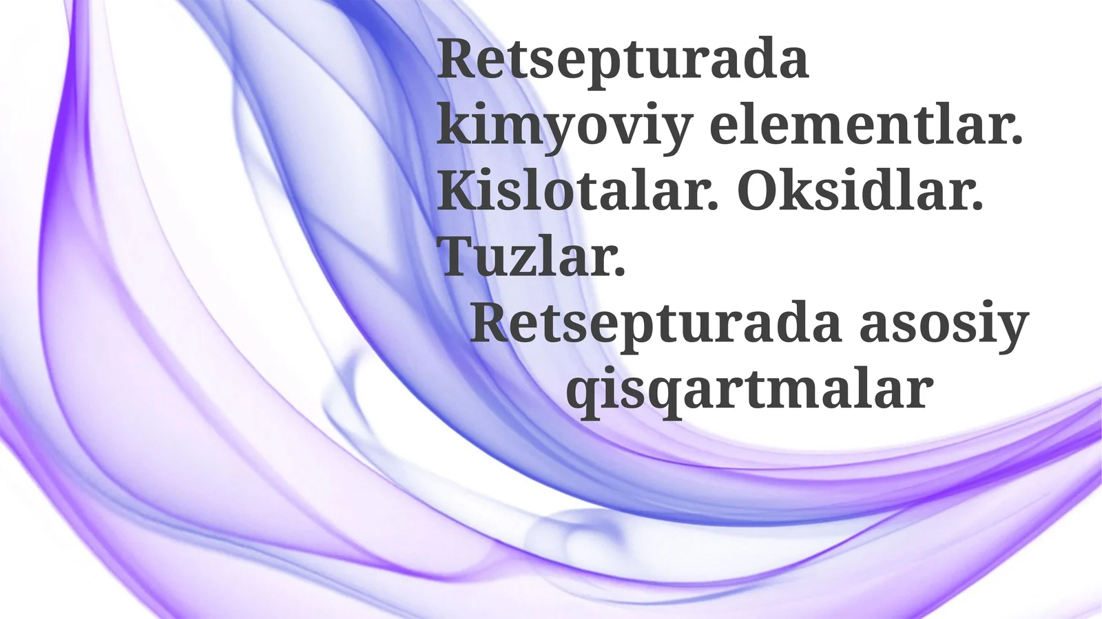 Kimyoviy elementlar va anorganik birikmalar asoslari