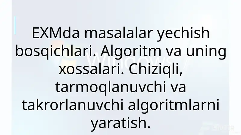 EXM damasalalary echish bosqichlari.Algoritm va uning xossalari