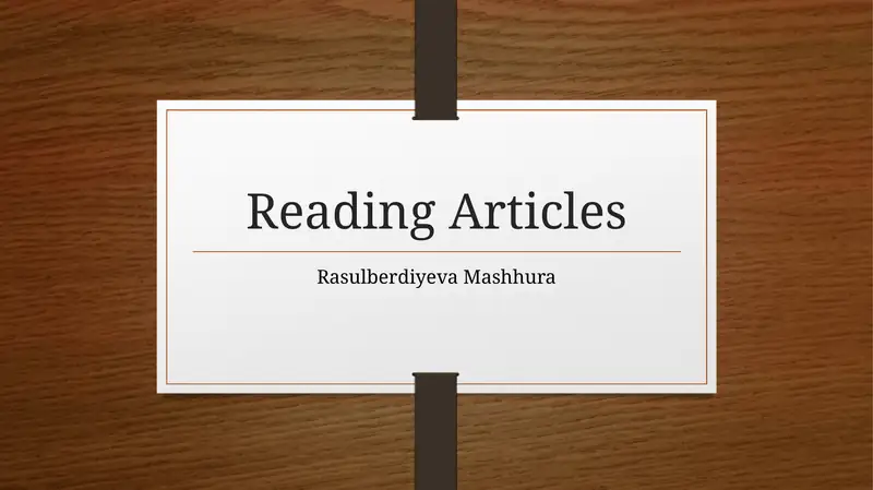 Reading Articles