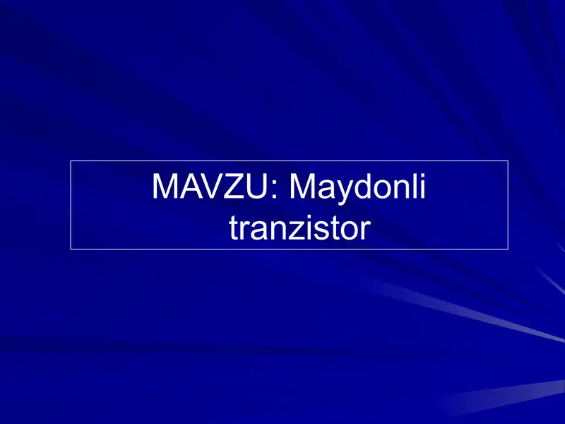 Maydonli tranzistor