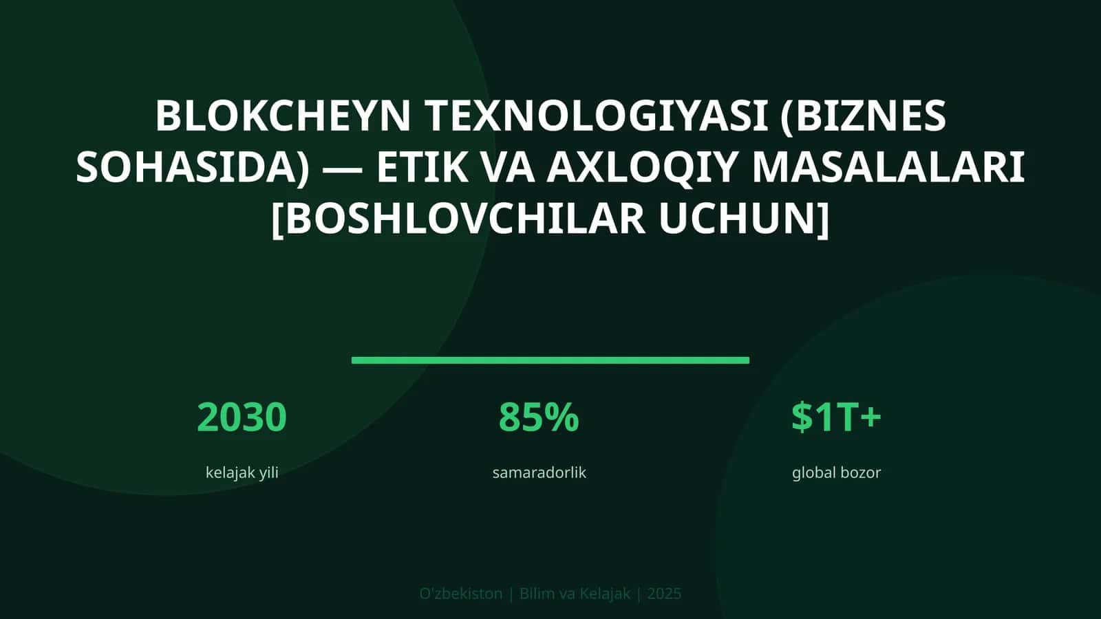 Blokcheyn texnologiyasi (biznes sohasida) — etik va axloqiy masalalari [boshlovchilar uchun]