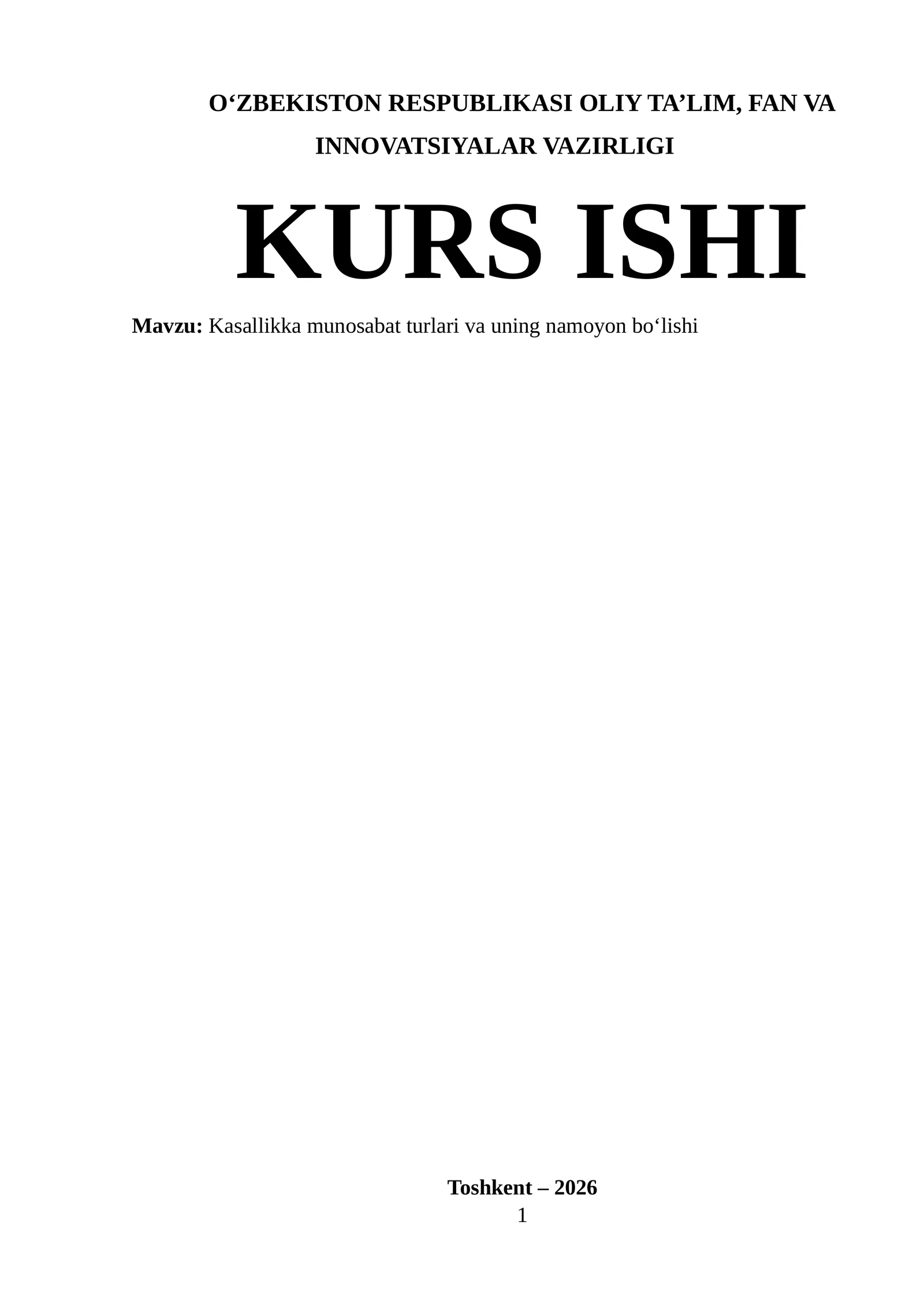 Kasallikka munosabat turlari va uning namoyon bo‘lishi