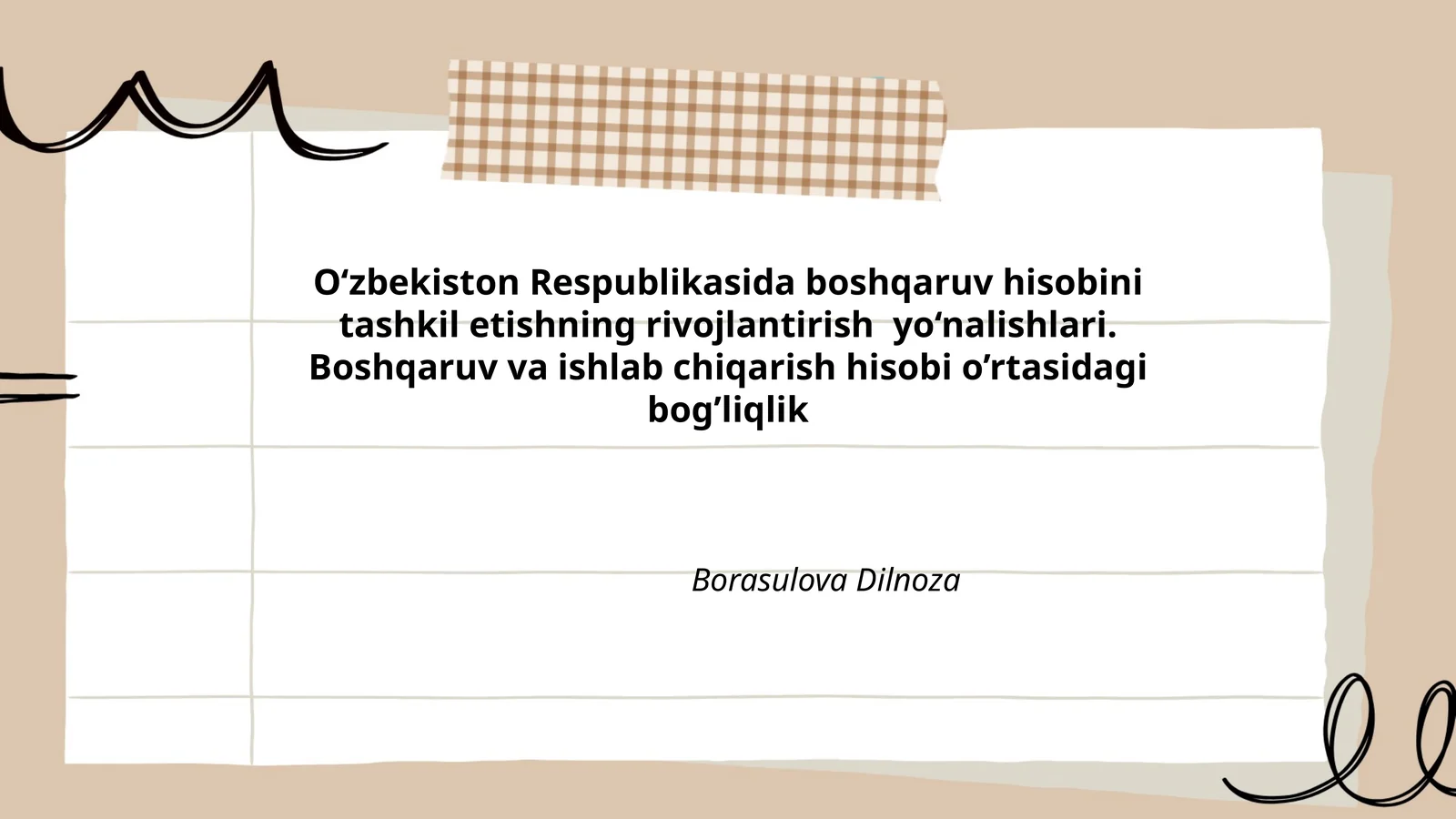 Boshqaruv hisobini tashkil etishning rivojlantirish yo‘nalishlari