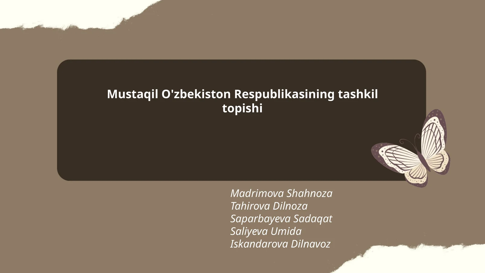 Mustaqil O'zbekiston Respublikasining tashkil topishi