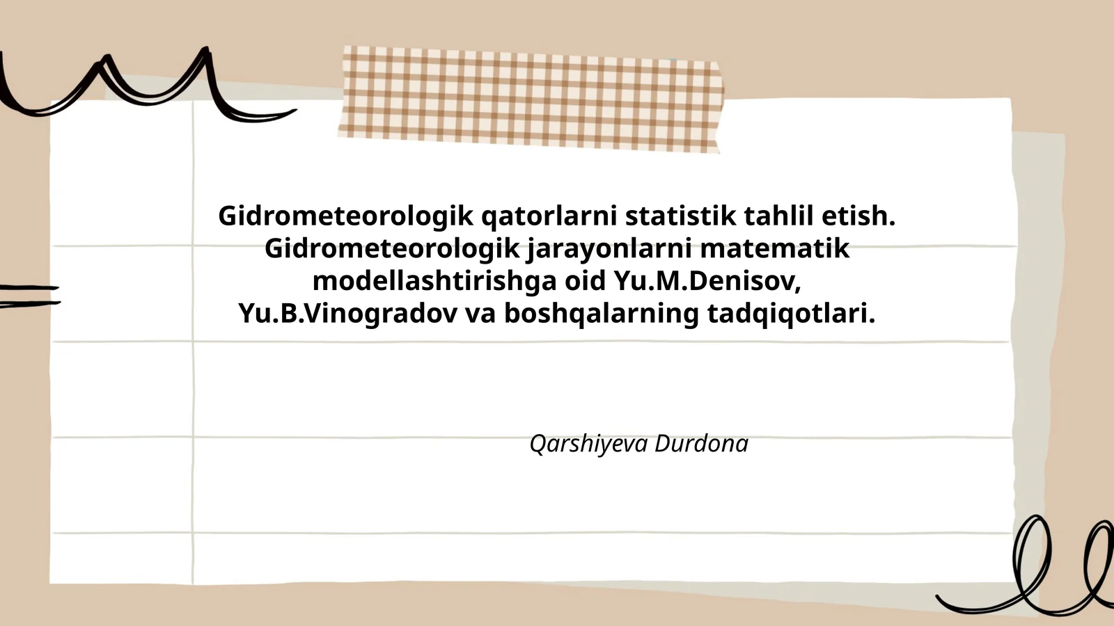 Gidrometeorologik qatorlarni statistik tahlil etish