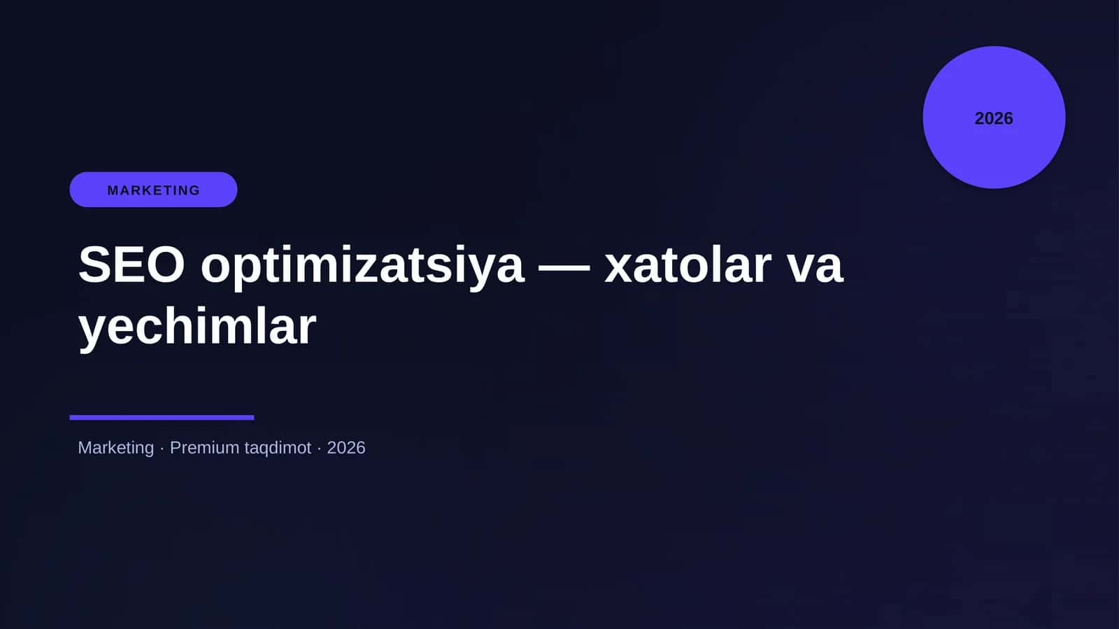 SEO optimizatsiya — xatolar va yechimlar