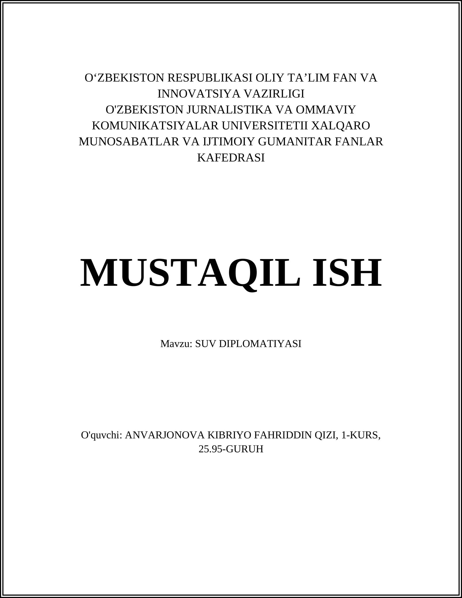 SUV DIPLOMATIYASI
