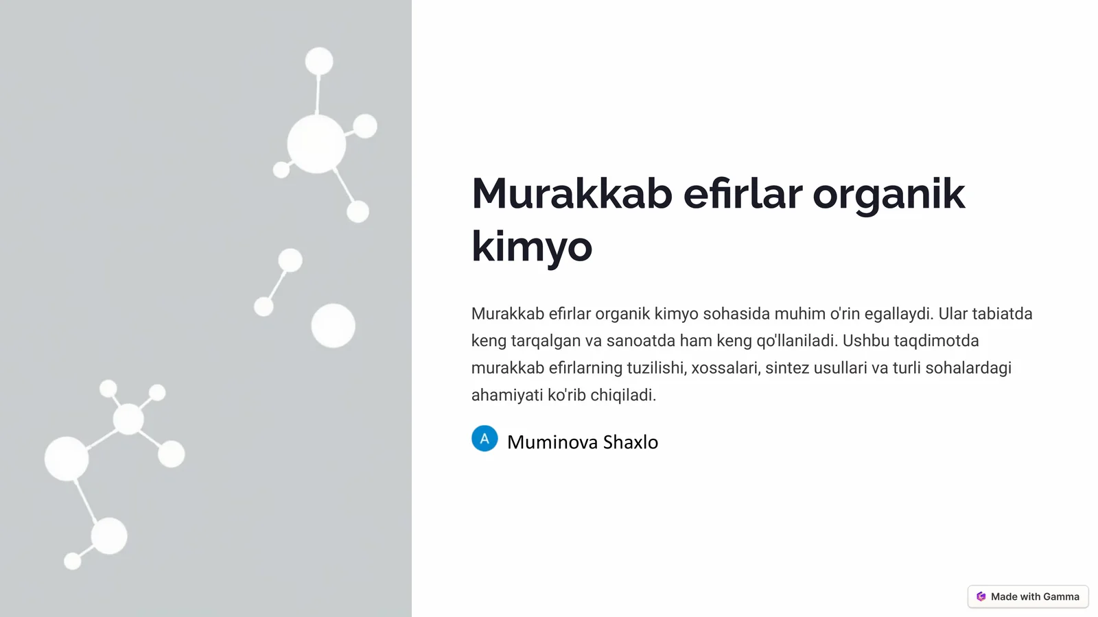 Murakkab efirlar organik kimyo