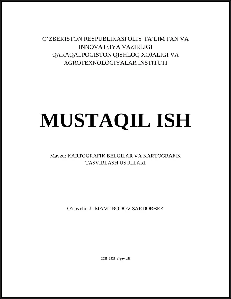 Kartografik Belgilar va Kartografik Tasvirlash Usullari