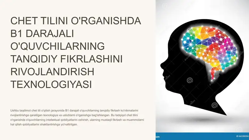 CHET TILINI O'RGANISHDA B1 DARAJALI O'QUVCHILARNING TANQIDIY FIKRLASHINI RIVOJLANDIRISH TEXNOLOGIYASI