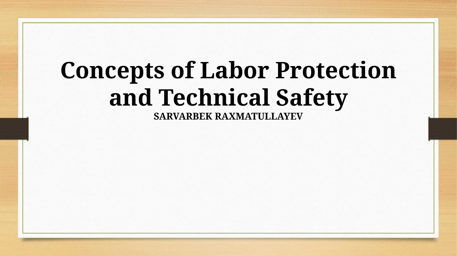 Concepts of Labor Protection and Technical Safety