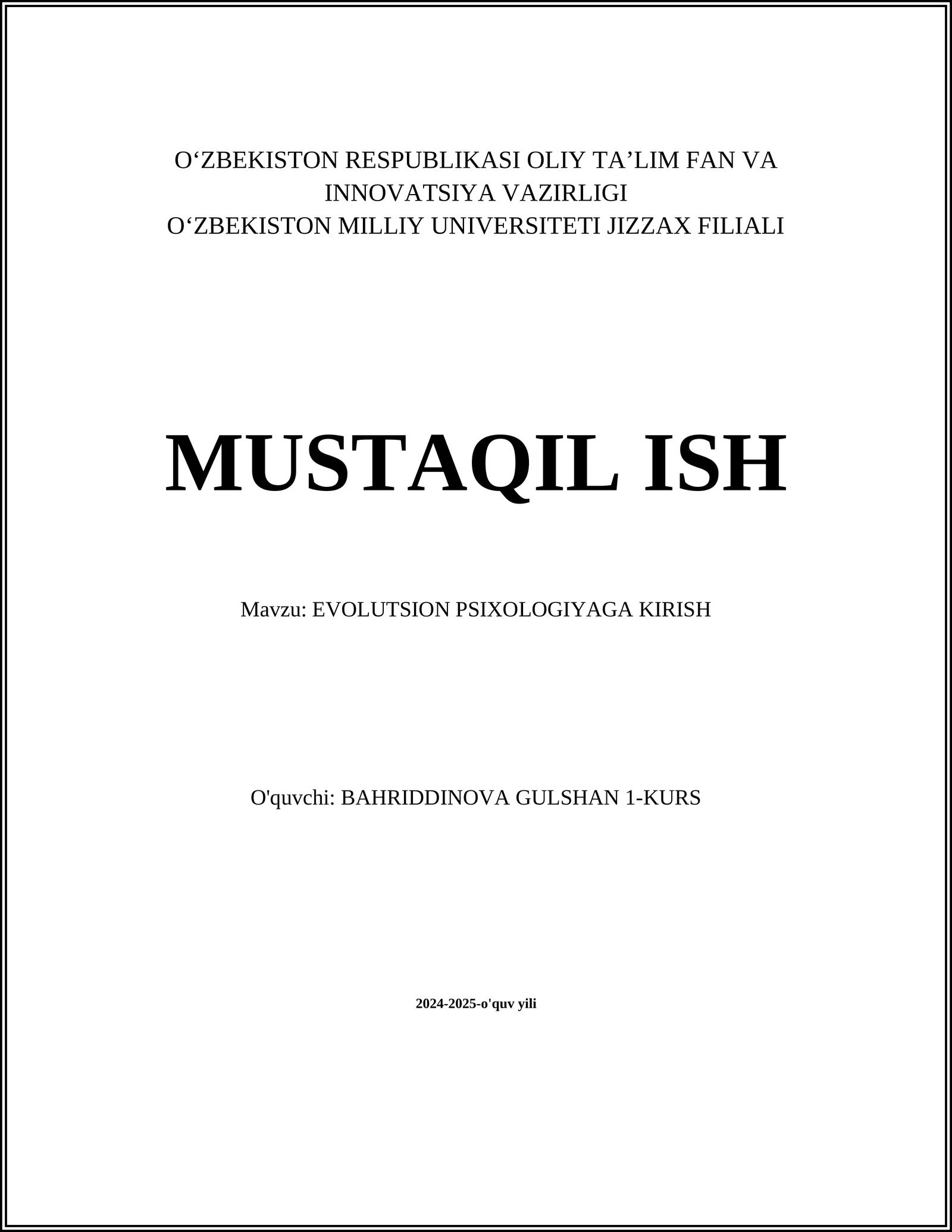 EVOLUTSION PSIXOLOGIYAGA KIRISH