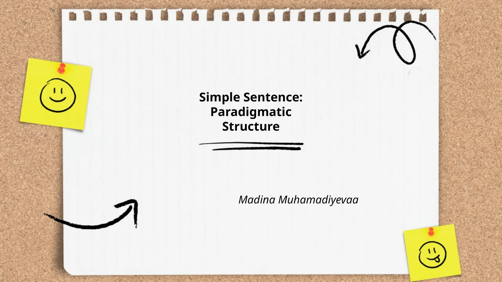 Simple Sentence Paradigmatic Structure